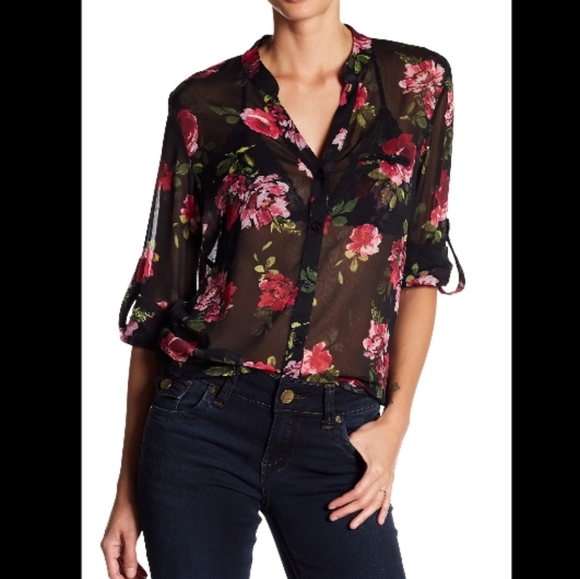 kut from the kloth jasmine taupe floral blouse size medium - Picture 1 of 9